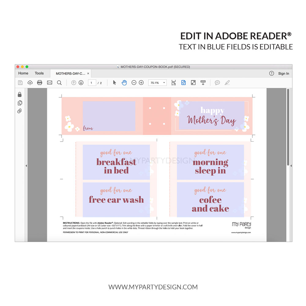 MOTHERS-DAY-COUPON-BOOK-FLORAL-PINK-04 editable coupons for mother's day