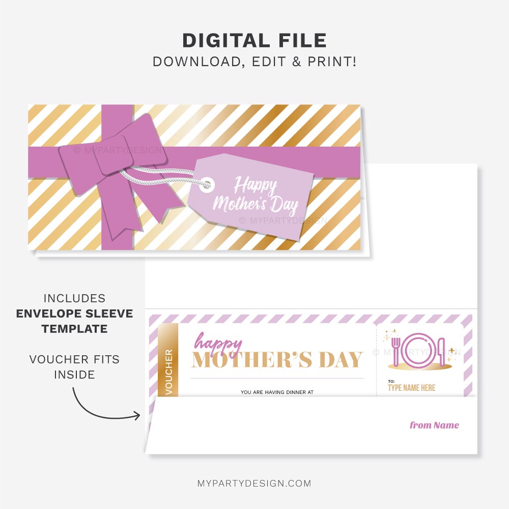 MOTHERS-DAY-GIFT-VOUCHER-DINNER-00B Mothers Day gift voucher template for surprise dinner