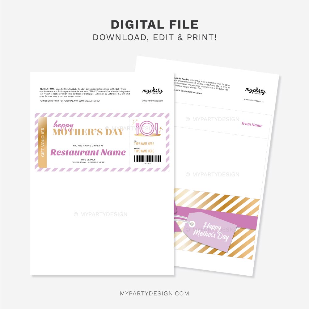 MOTHERS-DAY-GIFT-VOUCHER-DINNER-00C printable Mother's Day dinner gift voucher template