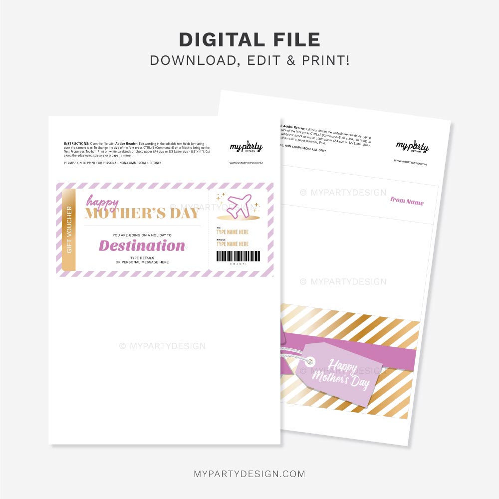 MOTHERS-DAY-GIFT-VOUCHER-HOLIDAY-00C printable Mother's Day holiday gift voucher template