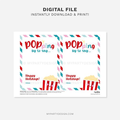 printable holiday movies gift card holder for cinema ticket gifts at the end of the year or school term