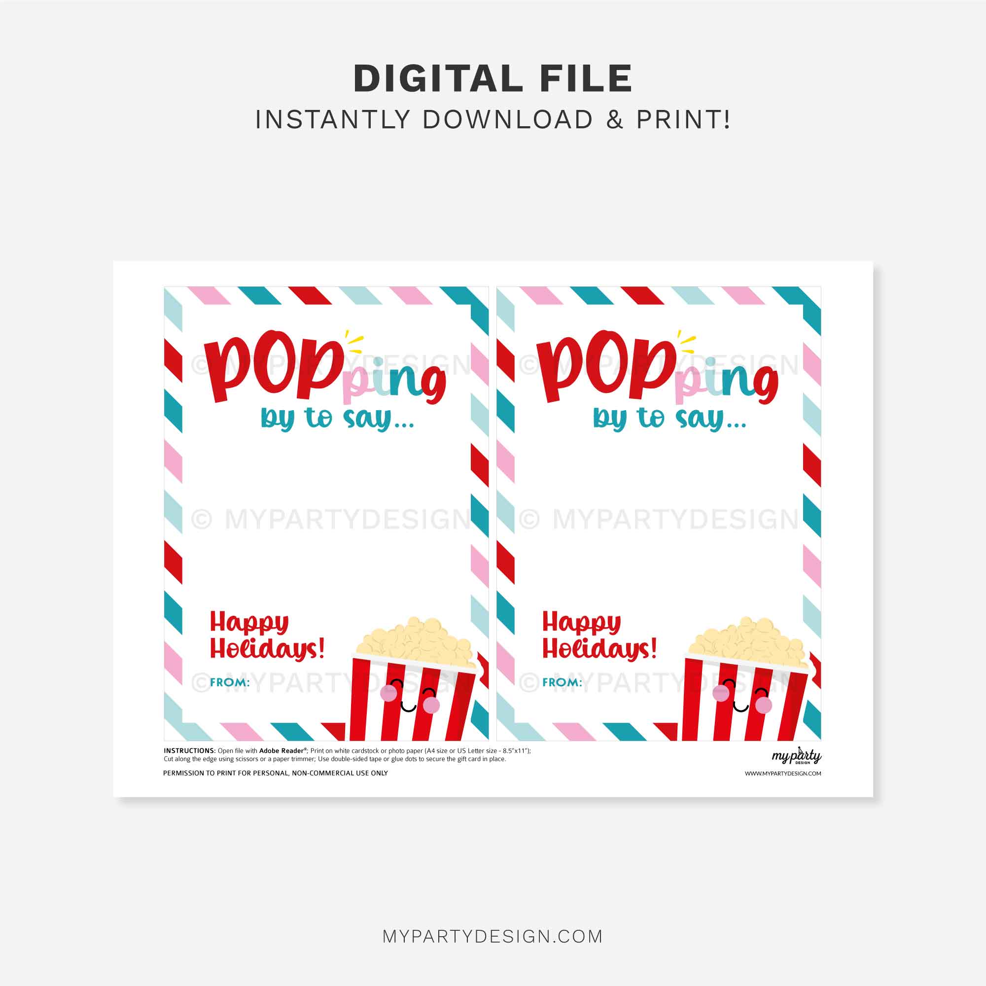 MOVIES-GIFT-CARD-HOLDER-POPPING-BY-TO-SAY-HAPPY-HOLIDAYS-00B printable holiday movies gift card holder for cinema ticket gifts at the end of the year or school term