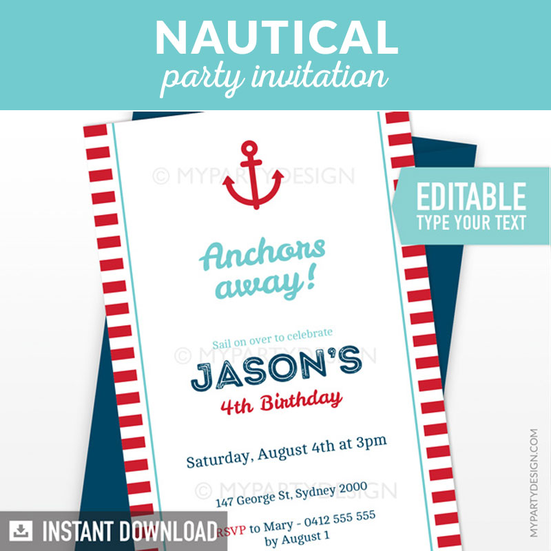 NAUTICAL_BDAY_INVITATION-07 red nautical birthday invitation printable