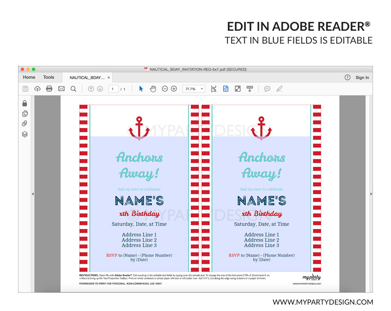 NAUTICAL_BDAY_INVITATION-10 nautical party invitation - editable printable invite