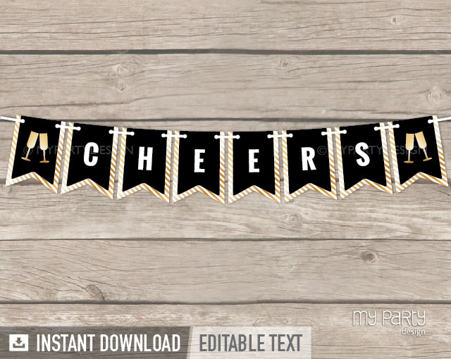 NYE_GOLDBLACK_STRIPES_BANNER-05 black and gold printable banner cheers