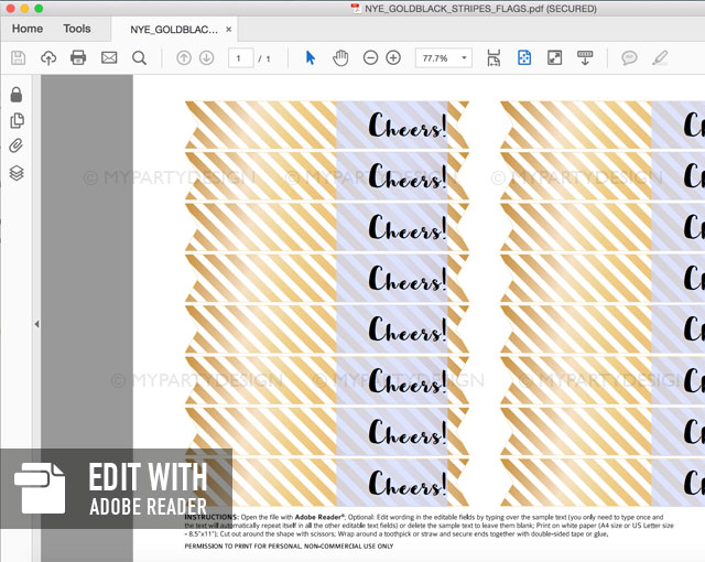 NYE_GOLDBLACK_STRIPES_FLAGS-03 black and gold printable straw flags