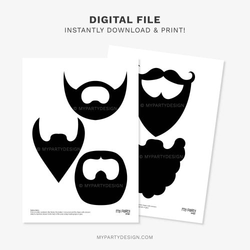 diy printable beards photobooth props