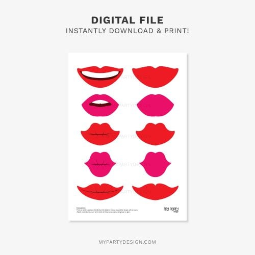 printable lips photo booth props