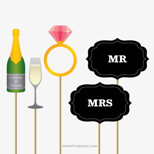 printable wedding photo booth props