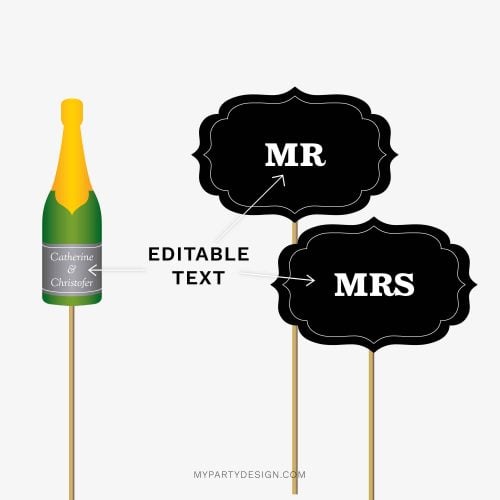 printable wedding photo booth props