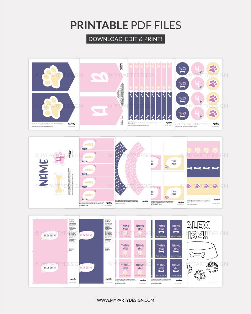 PINK-PUPPY-BIRTHDAY-PARTY-02 pink puppy party printables for a girl birthday
