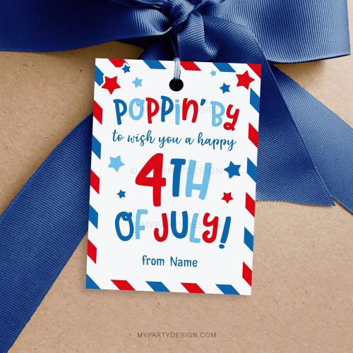 popping by 4th of July gift tag