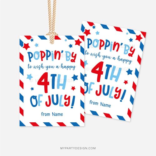popping by 4th of July gift tags for popcorn or sparkles gifts