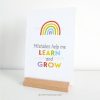 POSITIVE-AFFIRMATION-CARDS-00C kids affirmation card on a stand that reads "mistakes help me learn and grow"