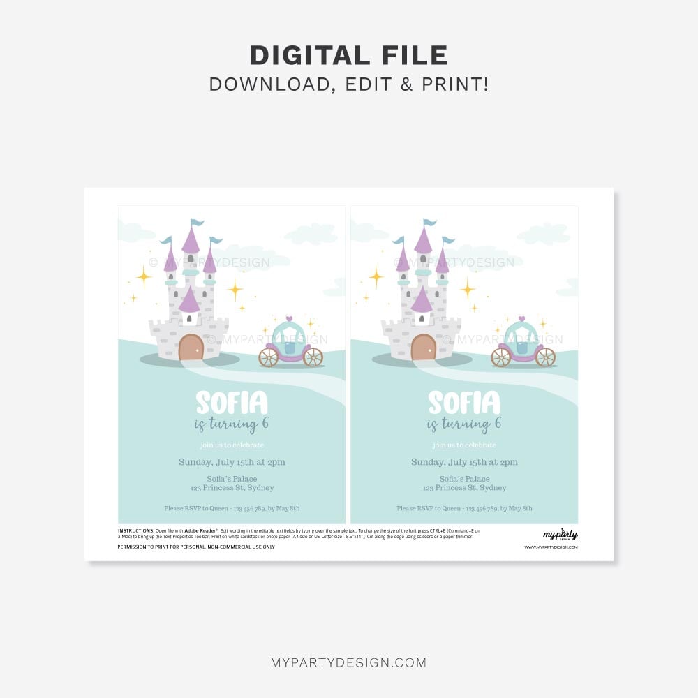 PRINCESS-BIRTHDAY-PARTY-PRINTABLE-INVITATION-00B printable princess birthday party invitation