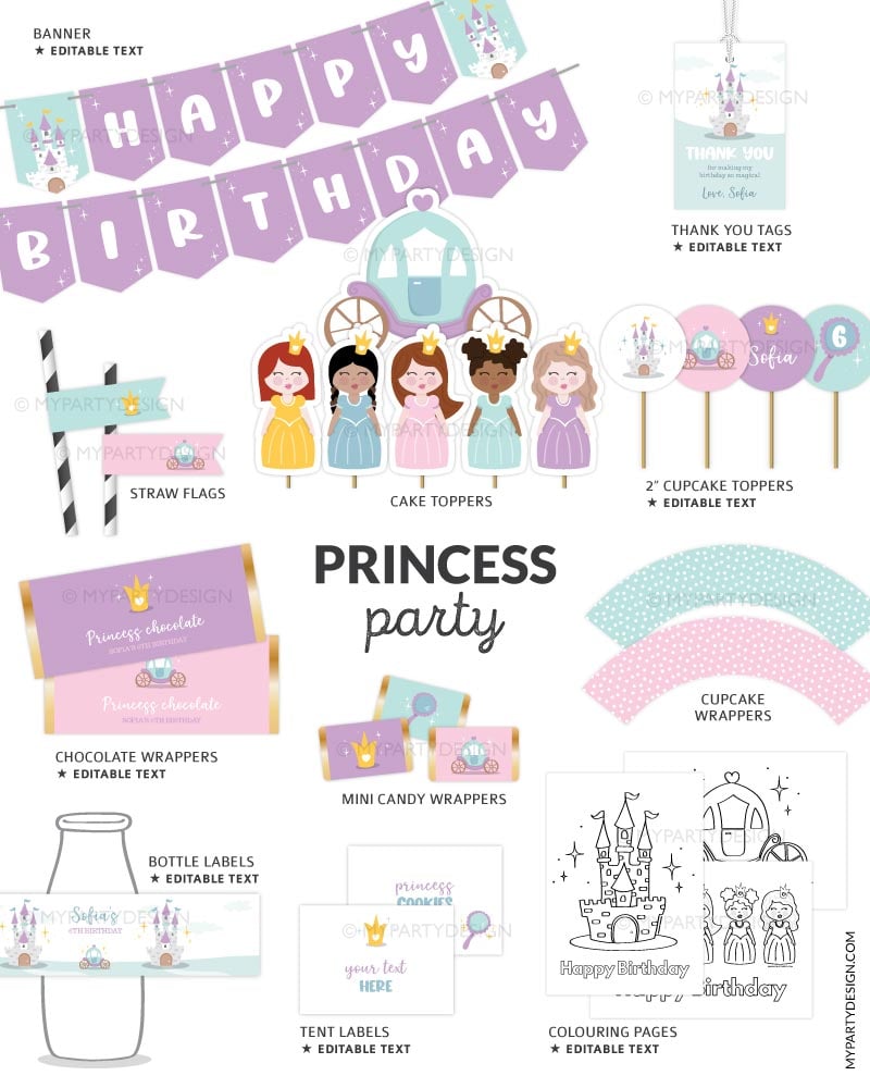 PRINCESS-BIRTHDAY-PARTY-PRINTABLES-00B little princess party decoration printables