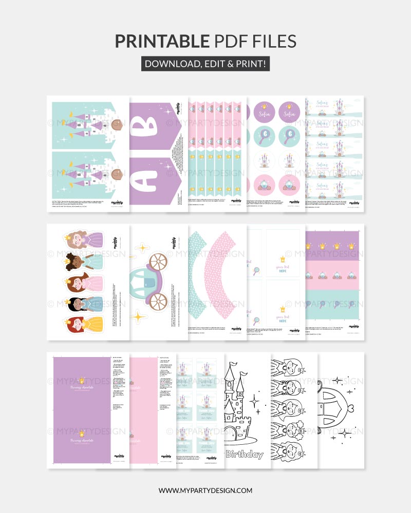 PRINCESS-BIRTHDAY-PARTY-PRINTABLES-00C printable princess party decoration printables