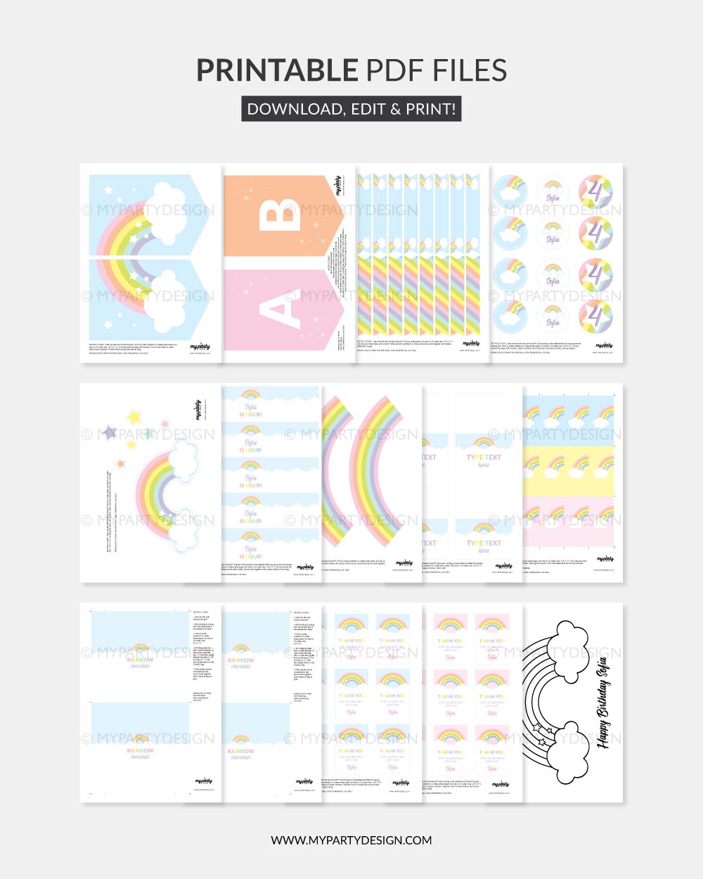RAINBOW-PASTEL-PARTY-PRINTABLES-00B printable pastel rainbow party decorations