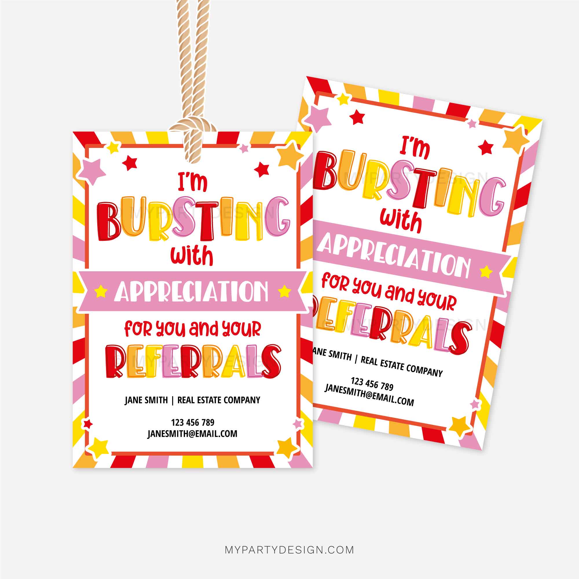 REALTOR-REFERRALS-TAGS-BURSTING-WITH-APPRECIATION-00B star candy referrals appreciation gift tags for business marketing gifts