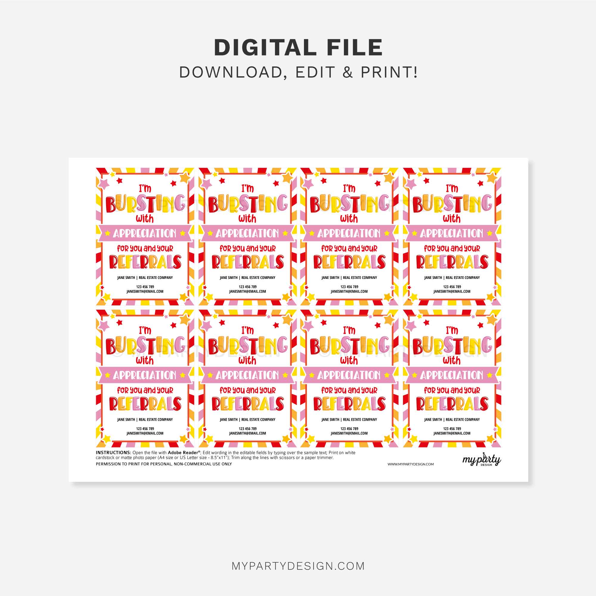 REALTOR-REFERRALS-TAGS-BURSTING-WITH-APPRECIATION-00C printable appreciation for you and your referrals gift tag for client business marketing
