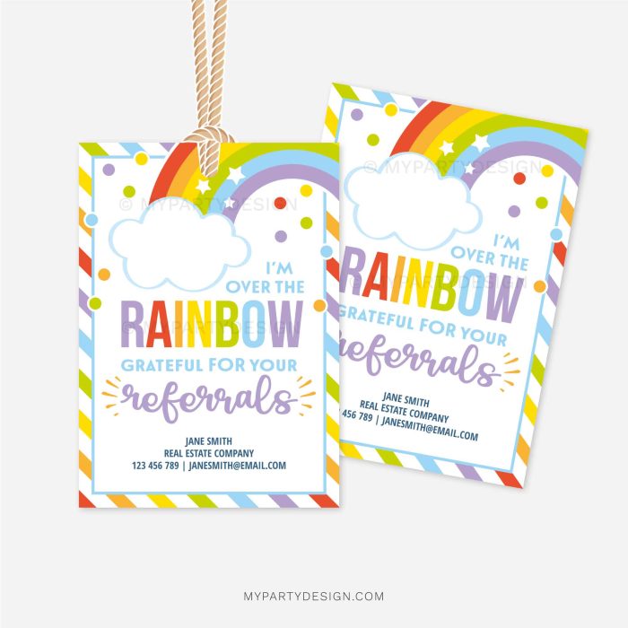 rainbow referral appreciation gift tags for business marketing gifts