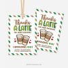 green and brown thanks a latte gift tags for business referrals gifts