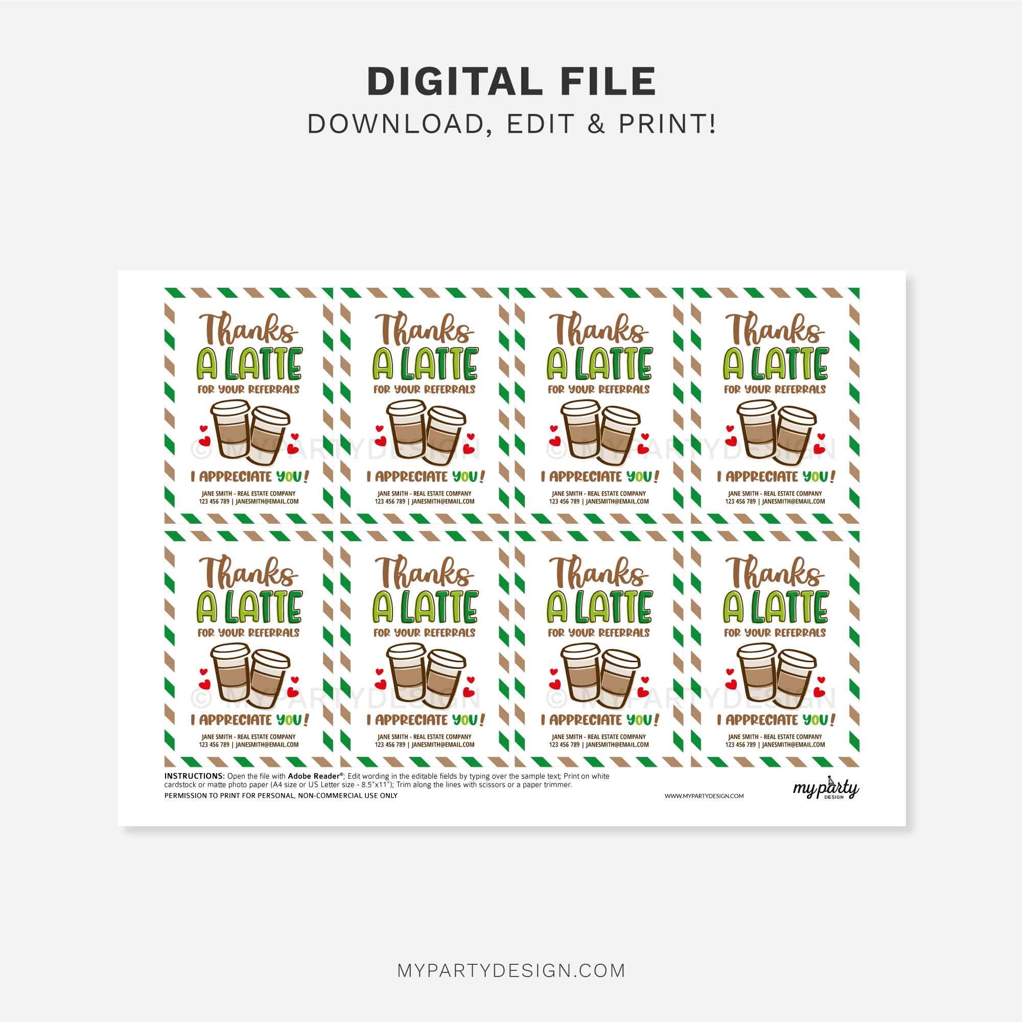 REALTOR-REFERRALS-TAGS-THANKS-A-LATTE-00C printable thanks a latte referral appreciation tag for client marketing gifts