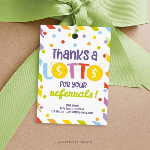thanks a lotto referrals appreciation tag for client business marketing