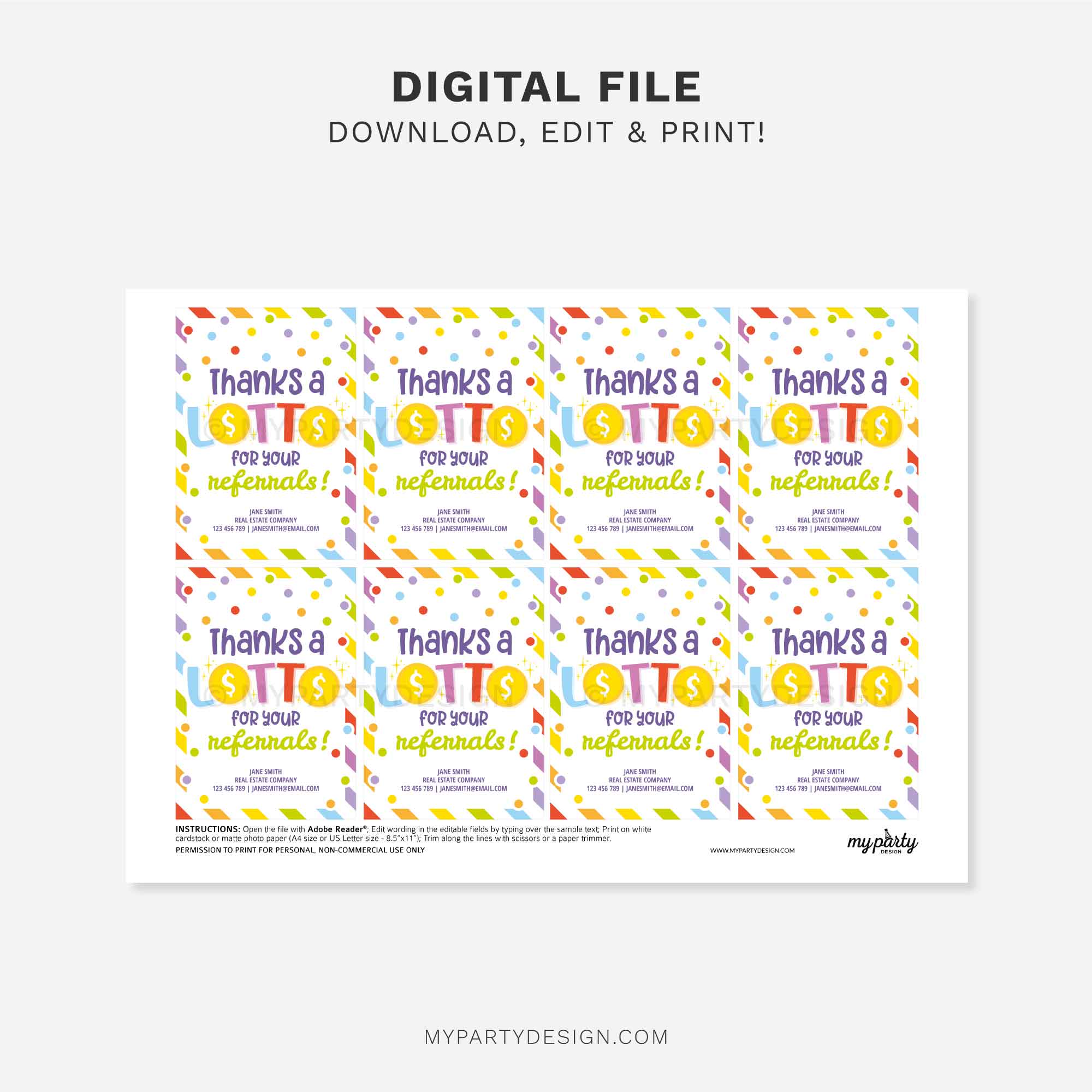 REALTOR-REFERRALS-TAGS-THANKS-A-LOTTO-00C printable thanks a lotto referrals appreciation tag for client business marketing