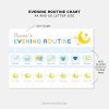 blue evening routine flip chart for kids bedtime with vibrant gender neutral colors and fun visuals for early readers
