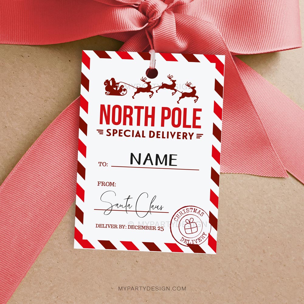 SANTA-GIFT-TAGS-NORTH-POLE-SPECIAL-DELIVERY-00A North Pole Special delivery tags for Santa gifts