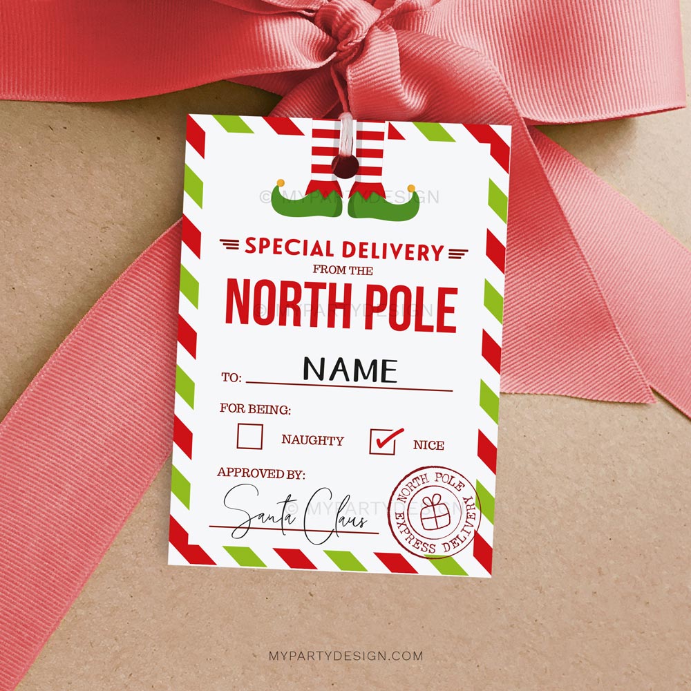 SANTA-GIFT-TAGS-SPECIAL-DELIVERY-FROM-NORTH-POLE-00A Special Delivery from the North Pole Tags for Santa Gifts
