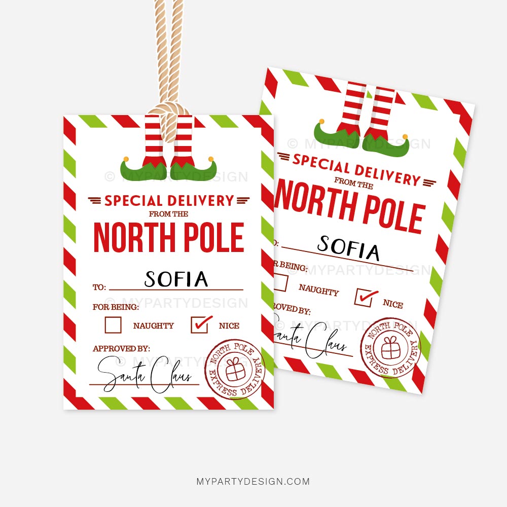 SANTA-GIFT-TAGS-SPECIAL-DELIVERY-FROM-NORTH-POLE-00B Special Delivery from the North Pole Tag for Santa Gifts