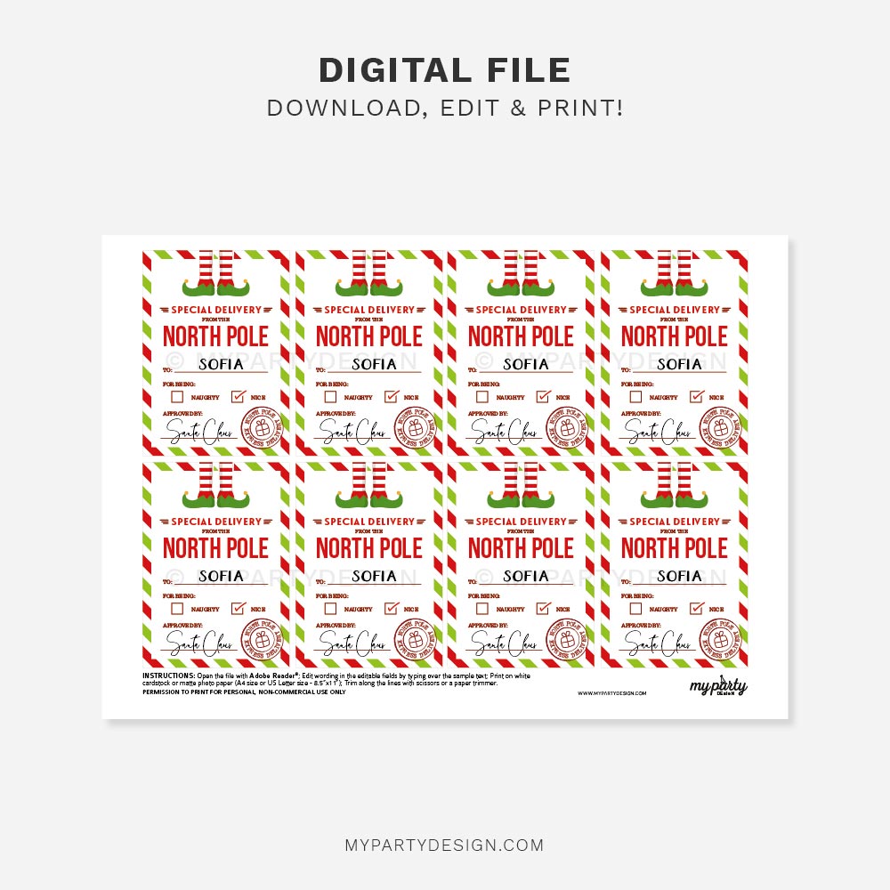 SANTA-GIFT-TAGS-SPECIAL-DELIVERY-FROM-NORTH-POLE-00C printable Special Delivery from the North Pole Tags for Santa Gifts