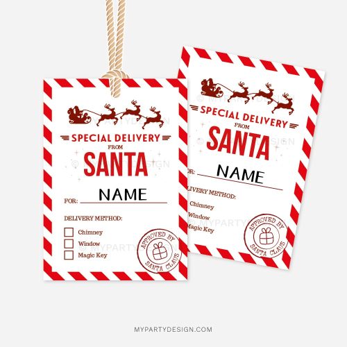 special delivery from Santa tag for Christmas gifts