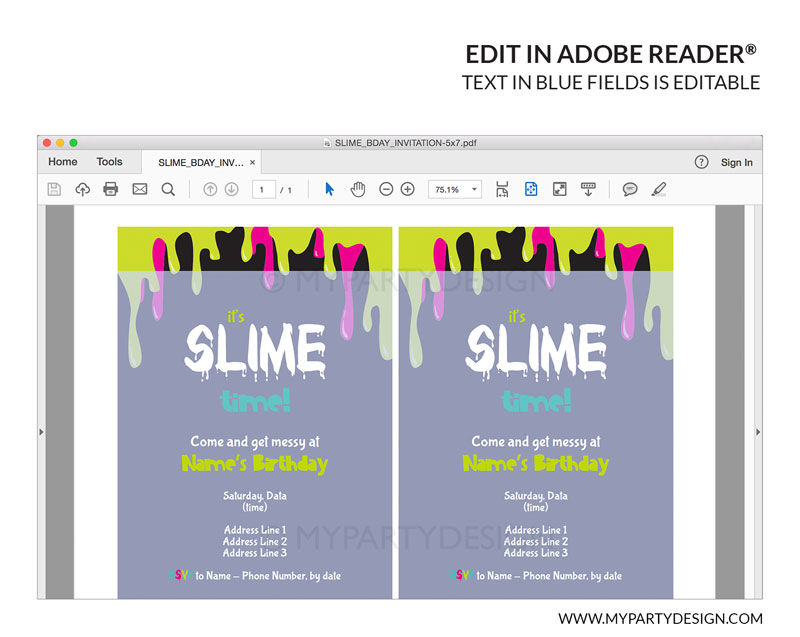 SLIME_BDAY_INVITATION-01 slime party editable invitation