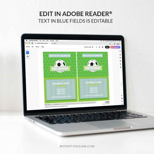 soccer party invitation - editable printable invite