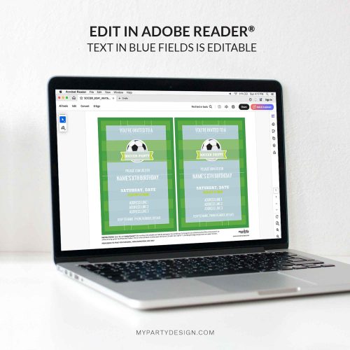 soccer party invitation - editable printable invite