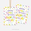 spring break gift tags for class gifts that read "hope your spring break is buckets of fun"