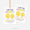 spring break chips gift tags that read "chip chip hooray! Easter is on the way!"