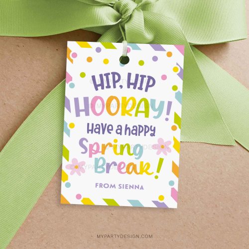 spring break hip hip hooray gift tag for spring class gifts