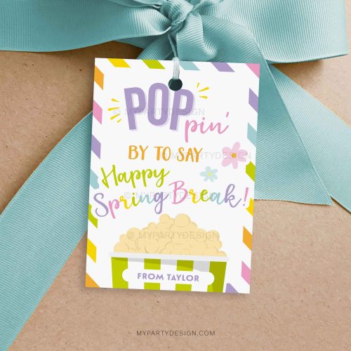 spring break popcorn gift tag for teacher appreciation or class gifts