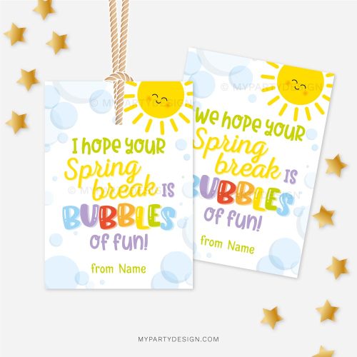 spring bubbles gift tags for class gifts