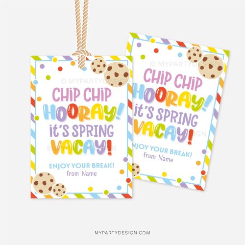 spring break cookie gift tag for class gifts
