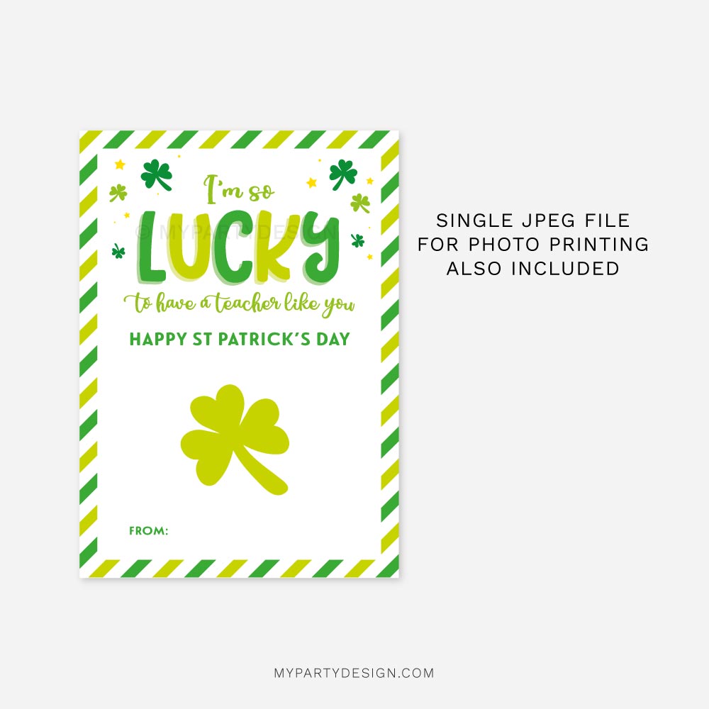 ST-PATRICKS-DAY-GIFT-CARD-HOLDER-LUCKY-TEACHER-00C I'm so lucky to have a teacher like you St Patrick's Day gift card holder