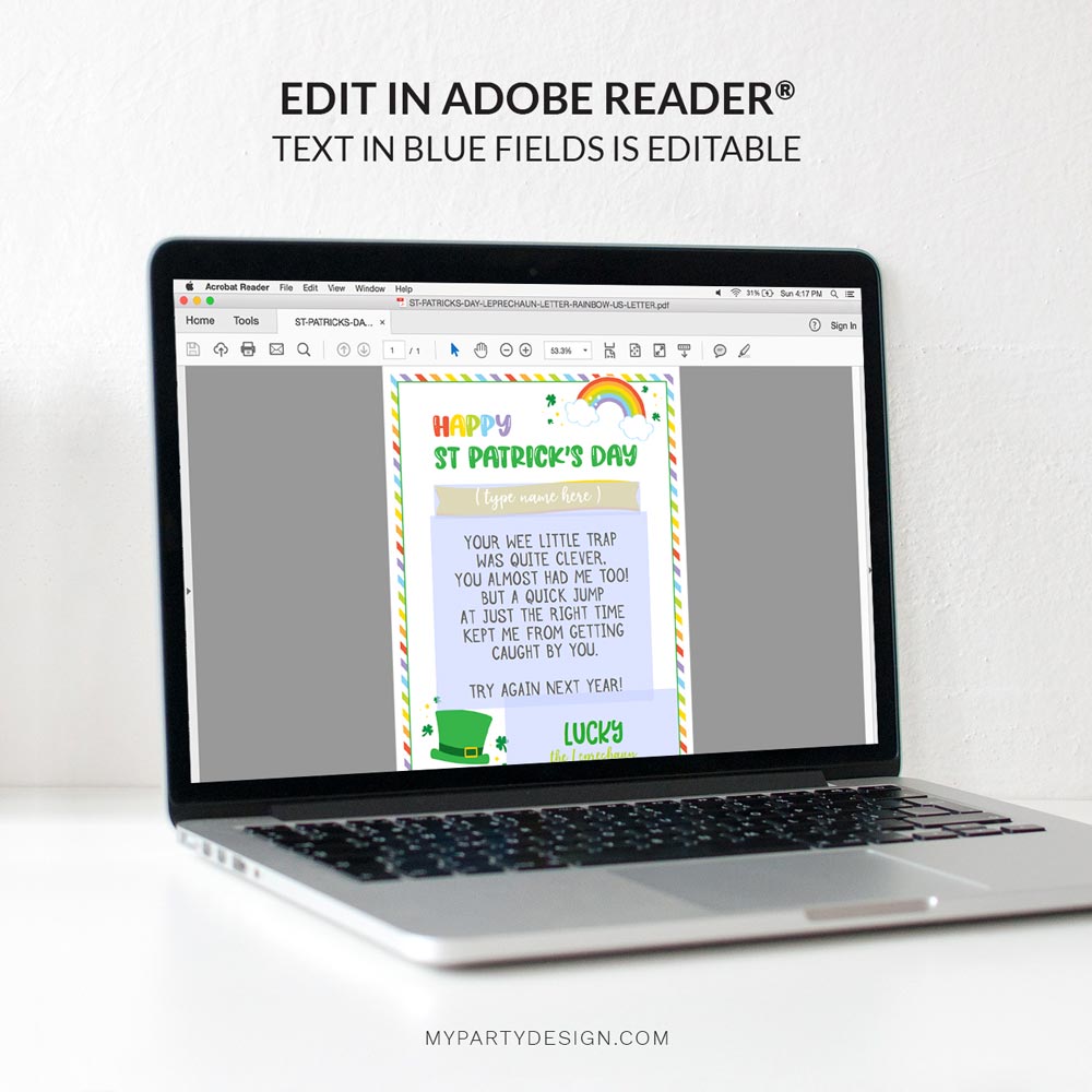ST-PATRICKS-DAY-LEPRECHAUN-LETTER-RAINBOW-00C editable leprechaun letter template for St Patrick's Day
