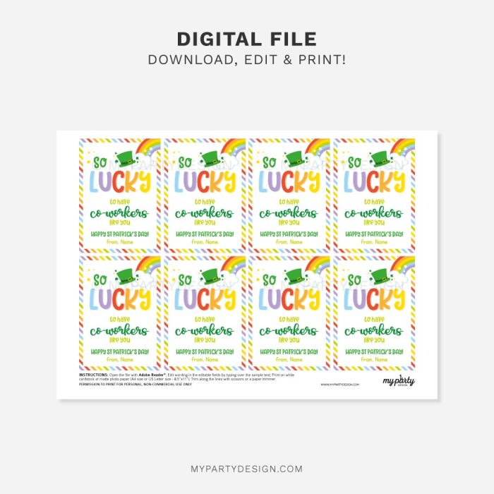 printable co-worker st patrick's day tags for appreciation gift