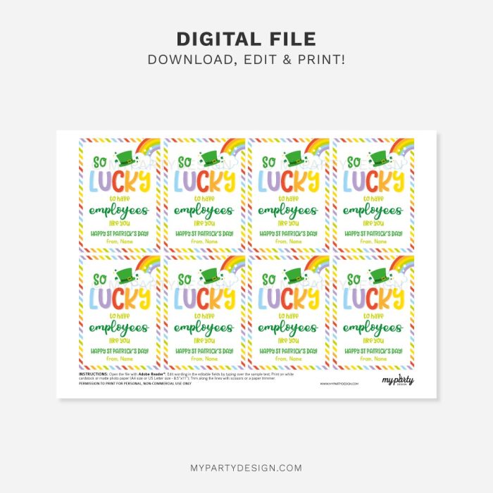 printable employee st patrick's day tags for appreciation gift