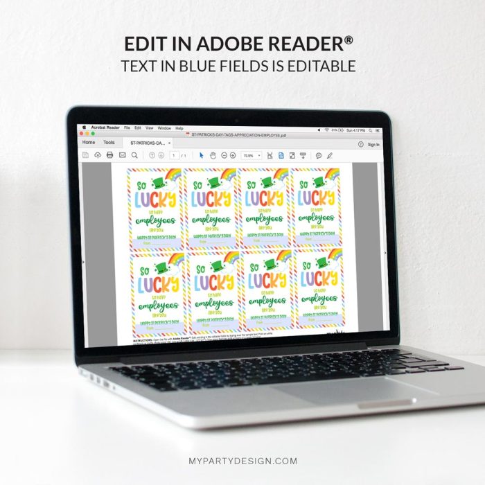 editable employee st patrick's day tags for appreciation gift
