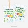 st patricks day bubbles gift tags that read "hope your st patrick's day is bubbles of fun!"